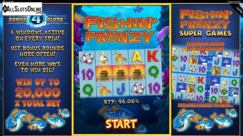 Start Screen. Fishin Frenzy Power 4 Slots from Blueprint