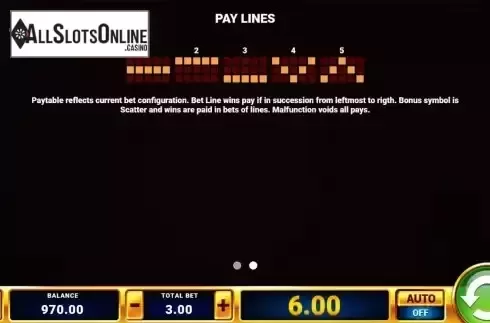 Paylines screen