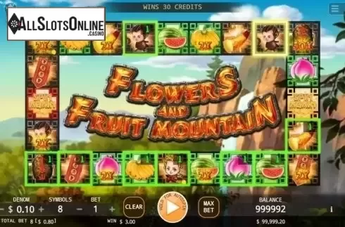 Win Screen. Flowers and Fruit Mountain from KA Gaming