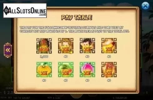 Paytable. Flowers and Fruit Mountain from KA Gaming