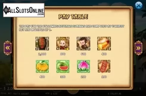 Paytable. Flowers and Fruit Mountain from KA Gaming