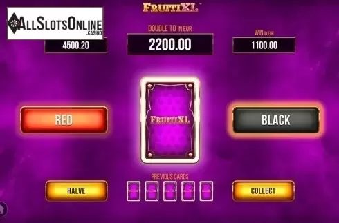 Gamble game screen. Fruiti XL from SYNOT