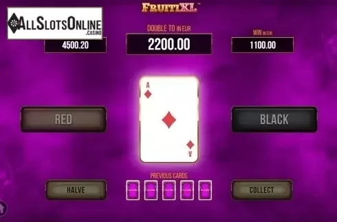 Gamble game screen 2. Fruiti XL from SYNOT