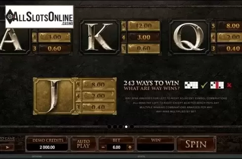 Screen5. Game of Thrones 243 Ways from Microgaming