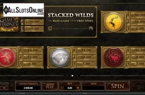 Screen4. Game of Thrones 243 Ways from Microgaming