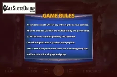 Game Rules screen
