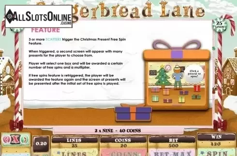 Paytable 5. Gingerbread Lane from Genesis