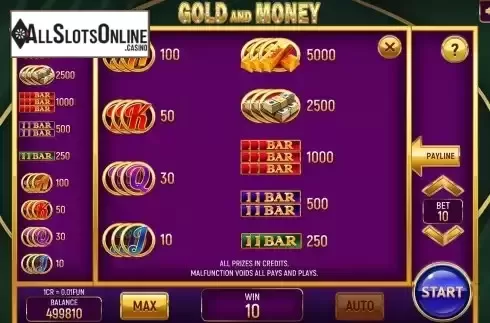 PayTable screen
