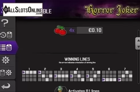 Paytable 2. Horror Joker	 from Apollo Games