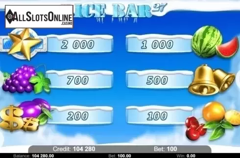 Paytable 1. Ice Bar 27 from KAJOT