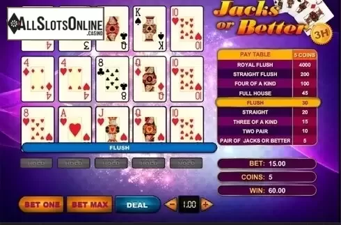 Win screen. Jacks Or Better 3 Hands	 from GVG
