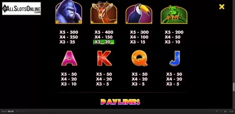 Paytable screen 2. Jaguar Gold from Skywind Group