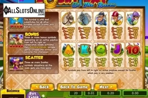 Paytable . Lucky Day at the Races from Pragmatic Play