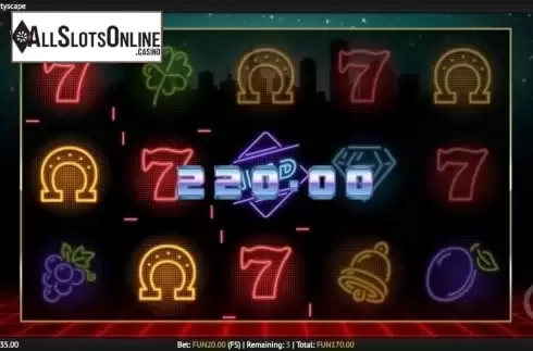 Free Spins. Neon Fruit Cityscape from 1X2gaming