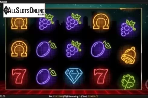Free Spins. Neon Fruit Cityscape from 1X2gaming