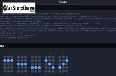 Paylines screen
