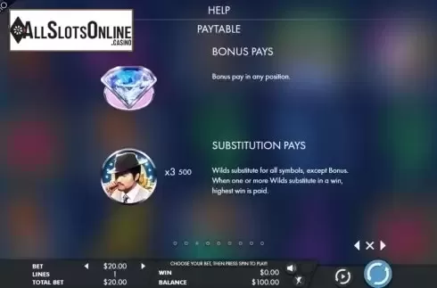 Paytable. Shanghai Night from Genesis