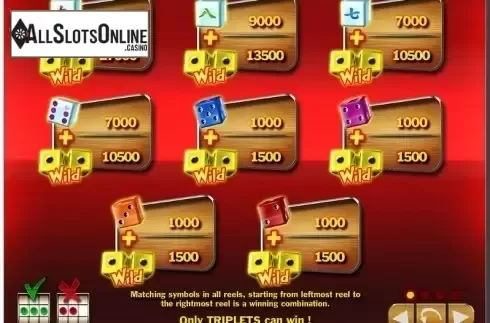 Paytable 1. Snake Eyes from Zeus Play