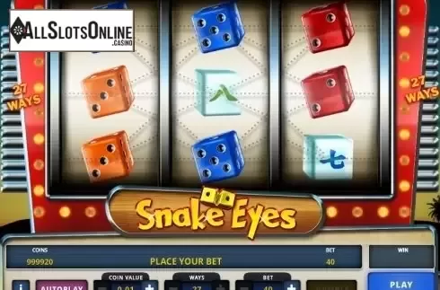 Screen 1. Snake Eyes from Zeus Play