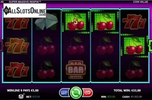 Win screen. Super Massive Respin from Betsson Group