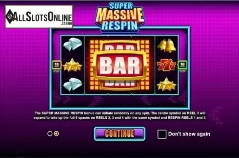 Intro screen 2. Super Massive Respin from Betsson Group