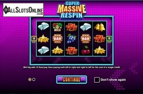 Intro screen. Super Massive Respin from Betsson Group