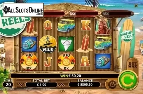 Reel Screen. Surfin' Reels from Booming Games