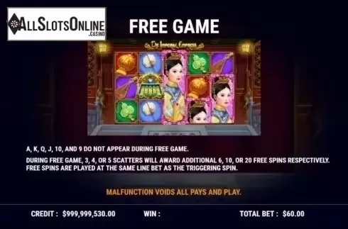Free Spins. The Imperial Empress from Slot Factory