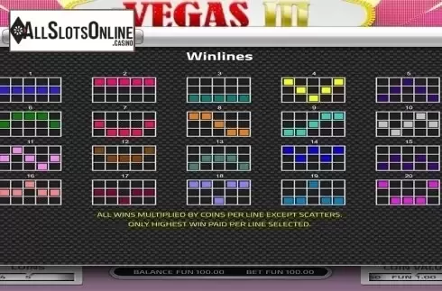 Paytable 3. Vegas III from Concept Gaming
