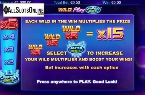 Screen 1. Wild Play SuperBet from NextGen