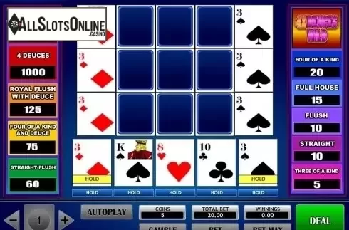 Game Screen. 4x Deuce Wild Poker from iSoftBet
