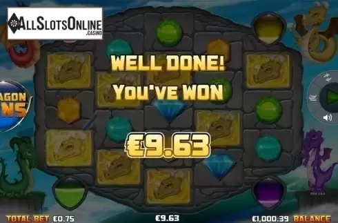 Win Presentation screen. Dragon Wins from NextGen