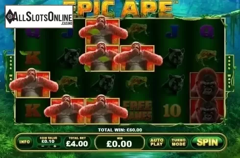 Big Win screen. Epic Ape from Playtech