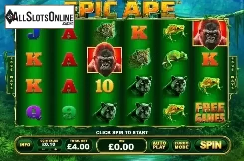 Game Workflow screen . Epic Ape from Playtech