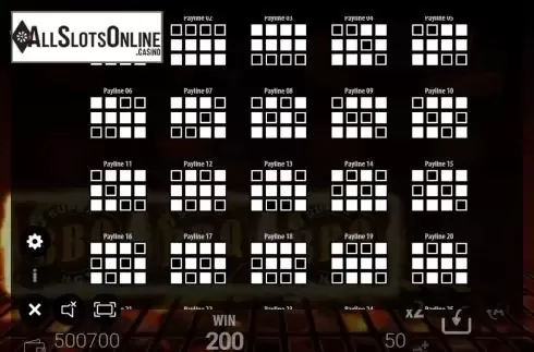 Paylines screen