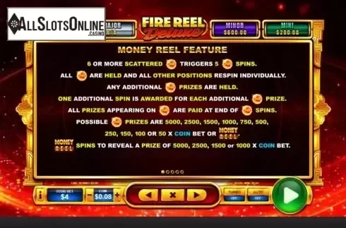 Money Reel Feature screen