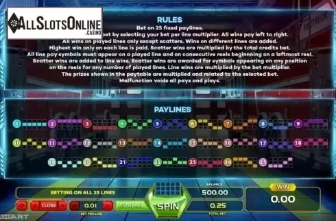 Paylines. Flaming Reels from GameArt