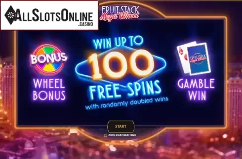 Intro screen. Fruit Stack Mega Wheel from Cayetano Gaming