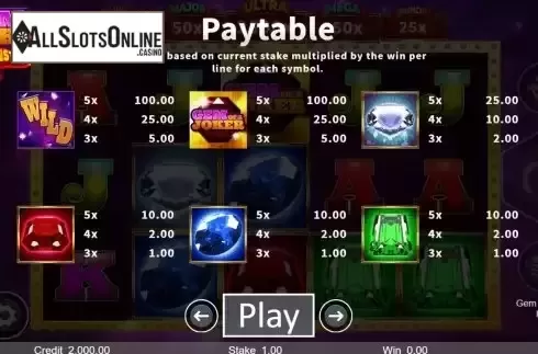 PayTable screen