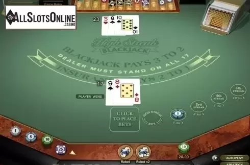 Game Screen. High Streak Blackjack Gold from Microgaming