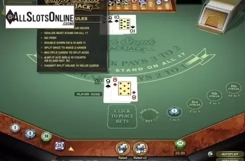 Game Screen. High Streak Blackjack Gold from Microgaming