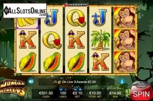 Wild Win screen. Jungle Monkeys from Ainsworth