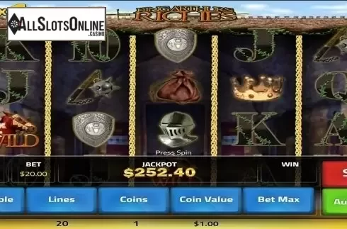 Reels screen. King Arthurs Riches from Concept Gaming