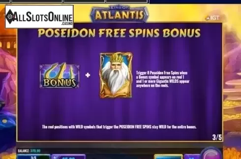 Paytable 3. King of atlantis from IGT