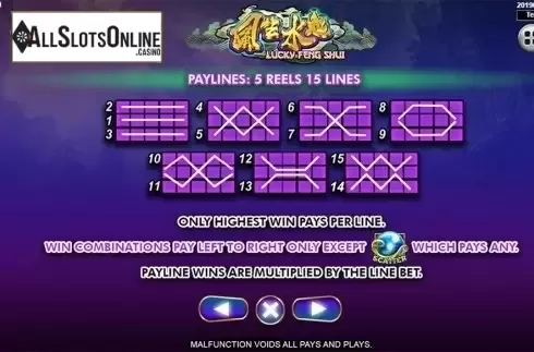 Paytable 3. Lucky Feng Shui from Spadegaming