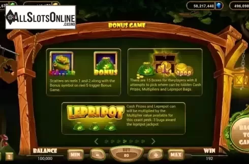 Bonus Game screen
