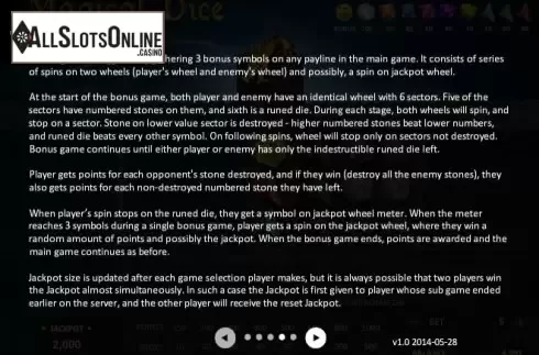 Paytable 4. Magical Dice from Relax Gaming