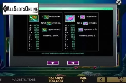 Paytable 2. Majestic Sea 2 from High 5 Games