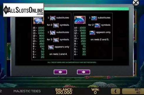 Paytable . Majestic Sea 2 from High 5 Games