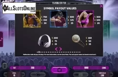 Paytable 2. NRG Sound from Fugaso